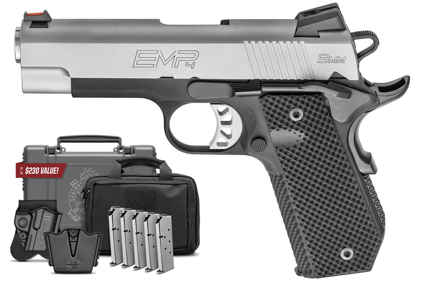Springfield 1911 EMP 4-Inch 9mm Lightweight Champion Concealed Carry Contour with Instant Gear Up Package